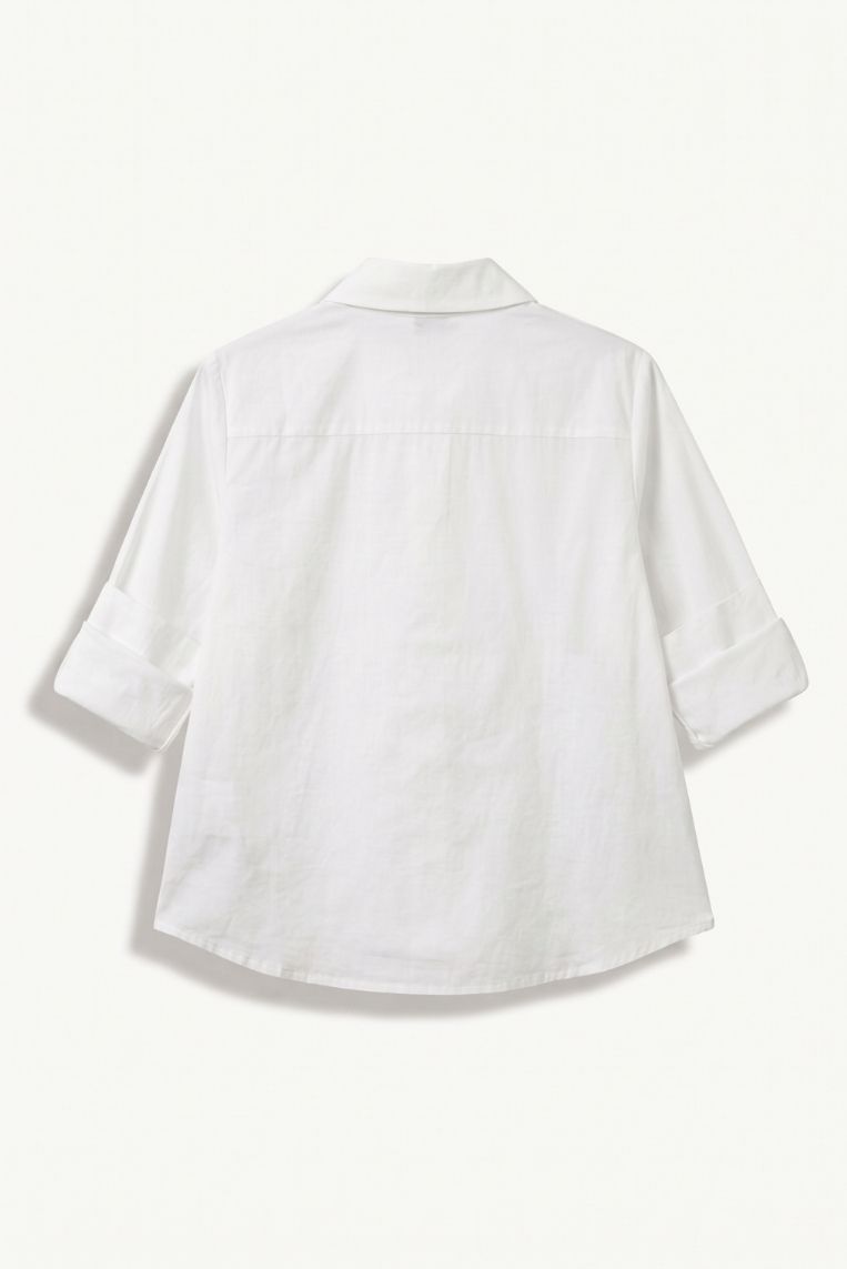 CAMICIA RICAMO FIORE MARRONE - immagine 4