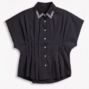 CAMICIA MANICHE CORTE ARRICCIO COLLETTO STRASS 19 CAMICIA MANICHE CORTE ARRICCIO COLLETTO STRASS - Thumbnail Image 7
