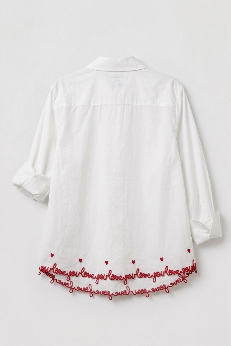 CAMICIA TASCHINO E RICAMO ROSSO 4 CAMICIA TASCHINO E RICAMO ROSSO - immagine 4