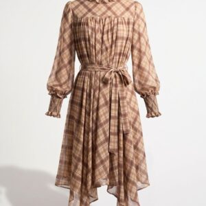 ABITO MIDI GEORGETTE STAMPA QUADRO 7 ABITO MIDI GEORGETTE STAMPA QUADRO - Thumbnail Image 3