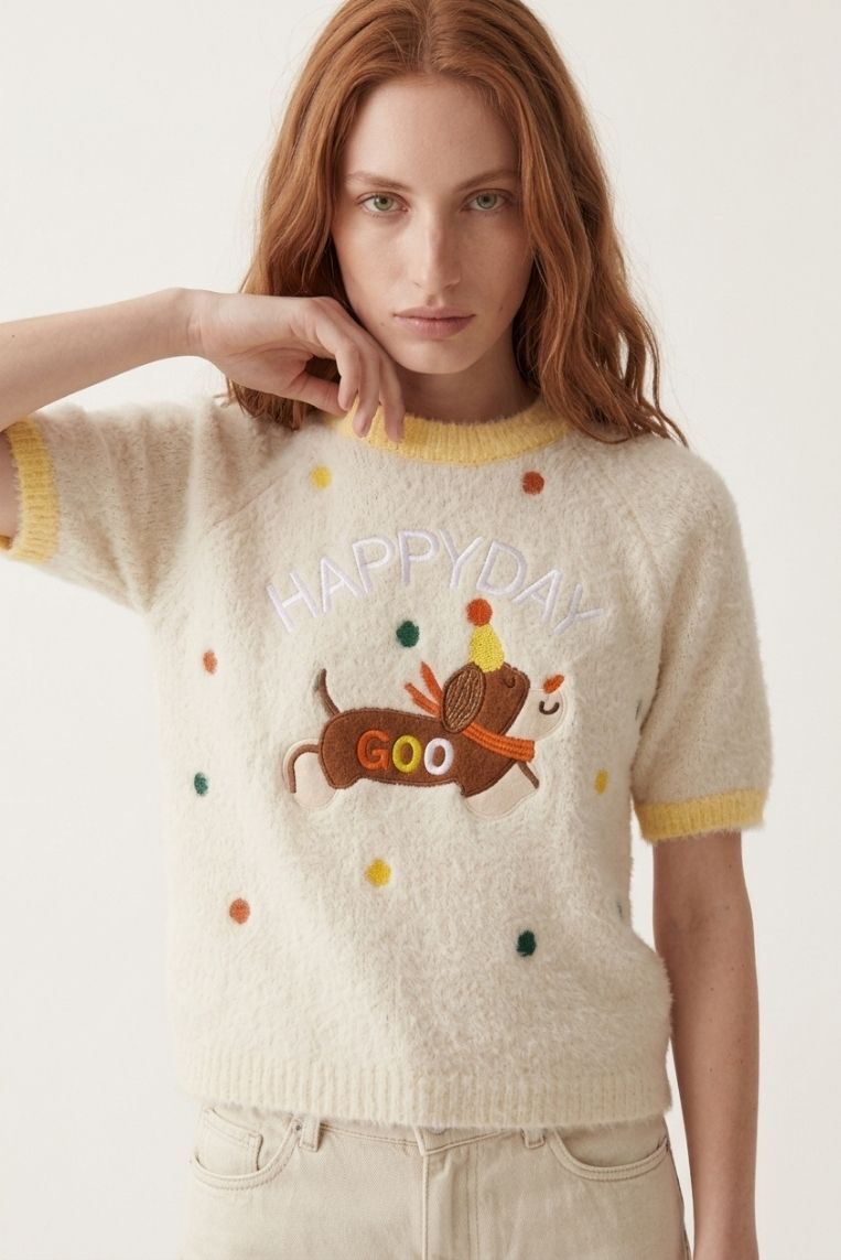 MAGLIA GIRO MANICHE CORTE HAPPY DAY