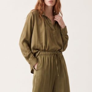 BLUSA SATINATA ARRICCIATA SUL FONDO 9 BLUSA SATINATA ARRICCIATA SUL FONDO - Thumbnail Image 1