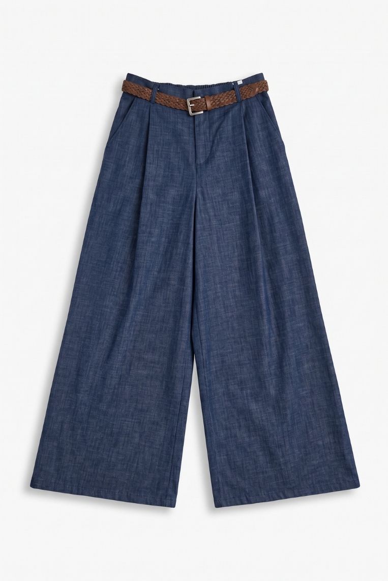 PANTALONE PALAZZO DENIM CINTURA - immagine 3