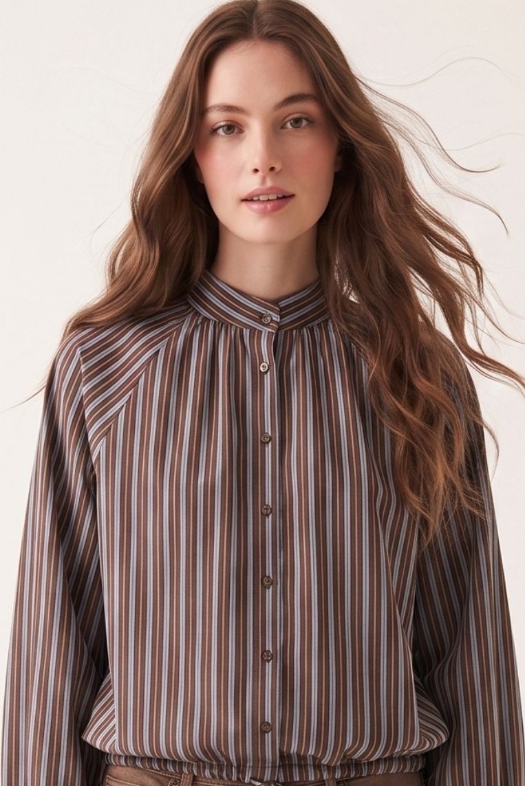 CAMICIA A RIGHE FONDO ELASTICO 2 CAMICIA A RIGHE FONDO ELASTICO - immagine 2