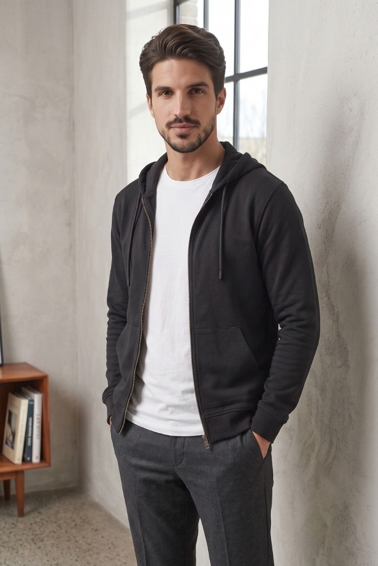 FELPA CAPPUCCIO FULL ZIP PIQUET 2 FELPA CAPPUCCIO FULL ZIP PIQUET - immagine 2