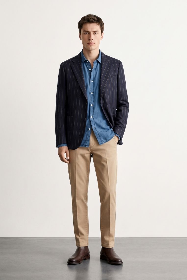 CHINO GABARDINA BASIC - 44, CAMMELLO