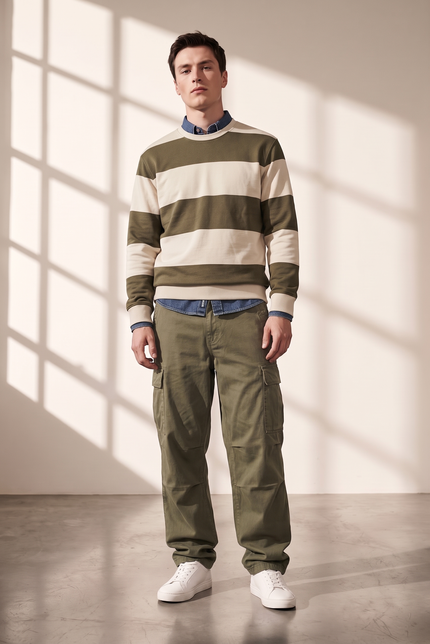 PANTALONI TASCONATI GABARDINA LOOSE FIT 2 PANTALONI TASCONATI GABARDINA LOOSE FIT - immagine 2