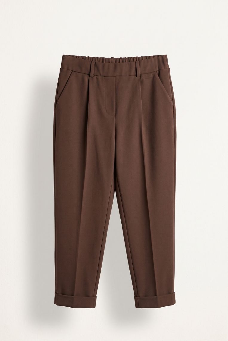 PANTALONE CON PINCES ED ELASTICO IN VITA - immagine 3