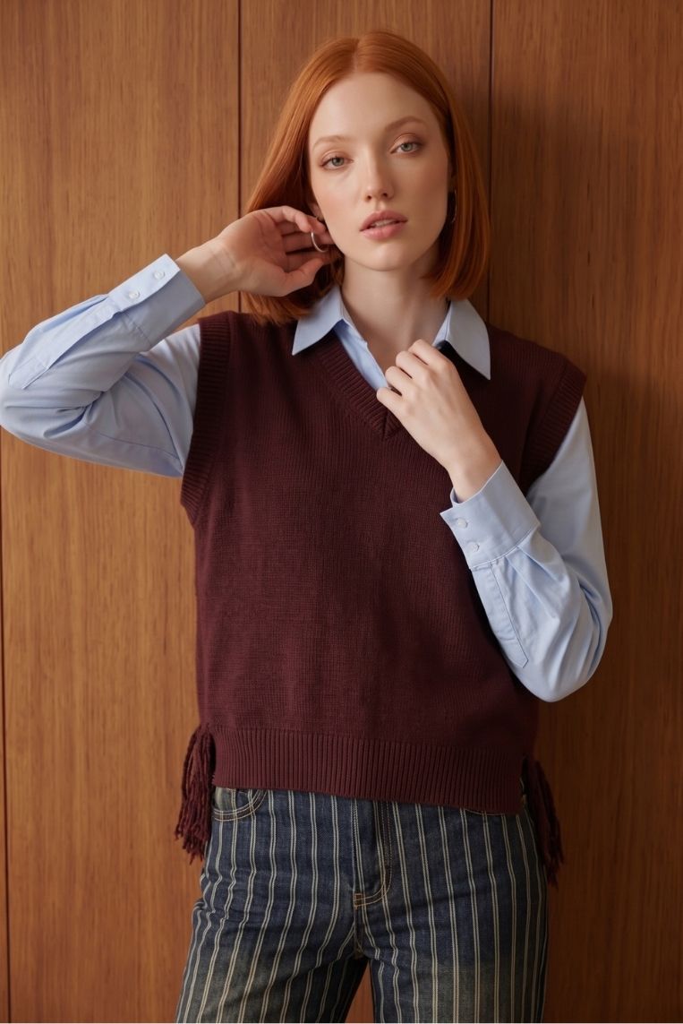 GILET MAGLIA FRANGE VISCOSA