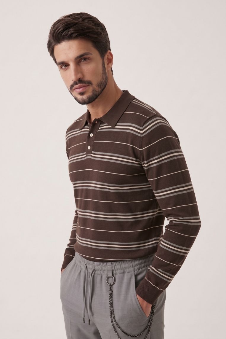 MAGLIA POLO RIGHE JAQUARD 2 MAGLIA POLO RIGHE JAQUARD - immagine 2