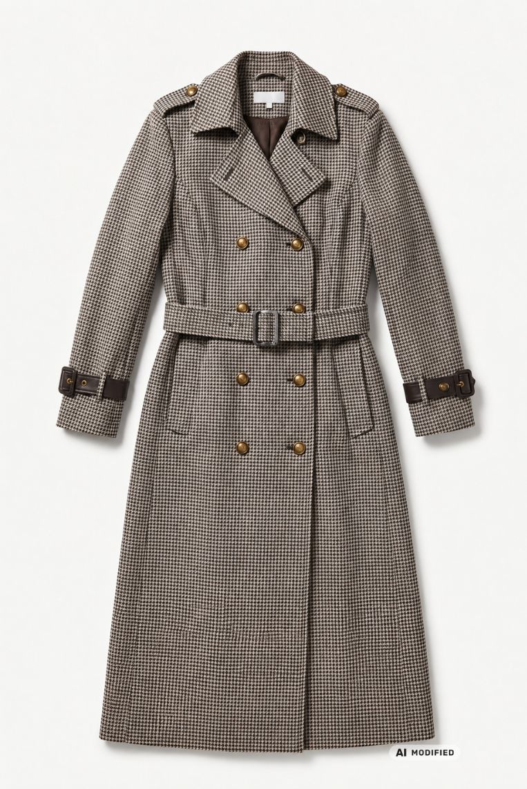 CAPPOTTO DOPPIO PETTO PANNO PIED DE POULE 3 CAPPOTTO DOPPIO PETTO PANNO PIED DE POULE - immagine 3