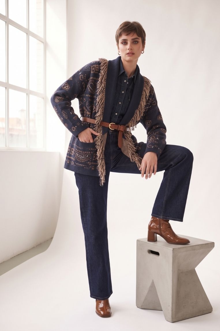 CARDIGAN STAMPA BANDANA FRANGE