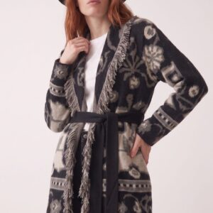 CARDIGAN LUNGO JACQUARD FRANGE 6 CARDIGAN LUNGO JACQUARD FRANGE - Thumbnail Image 2
