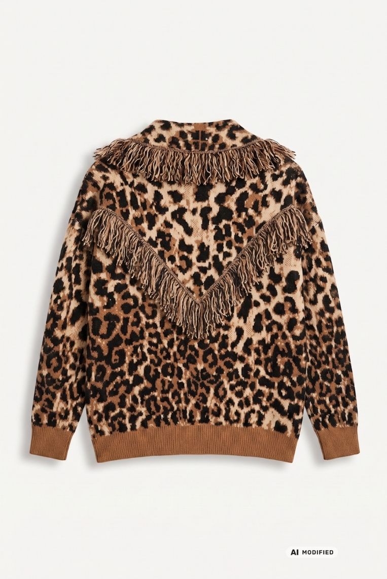 MAGLIA ANIMALIER SCIALLE E FRANGE - immagine 4