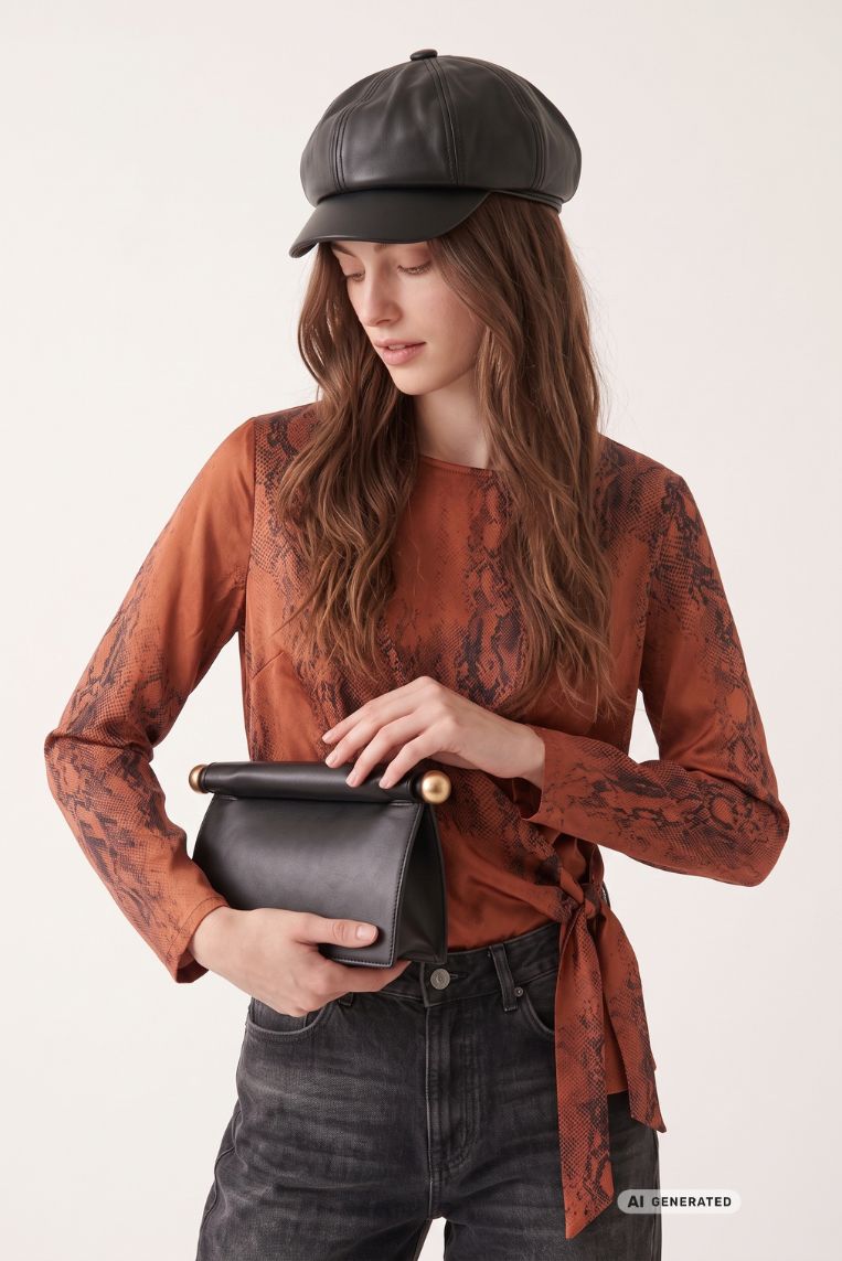 BLUSA SATINATA CON FIOCCO LATERALE PITONE