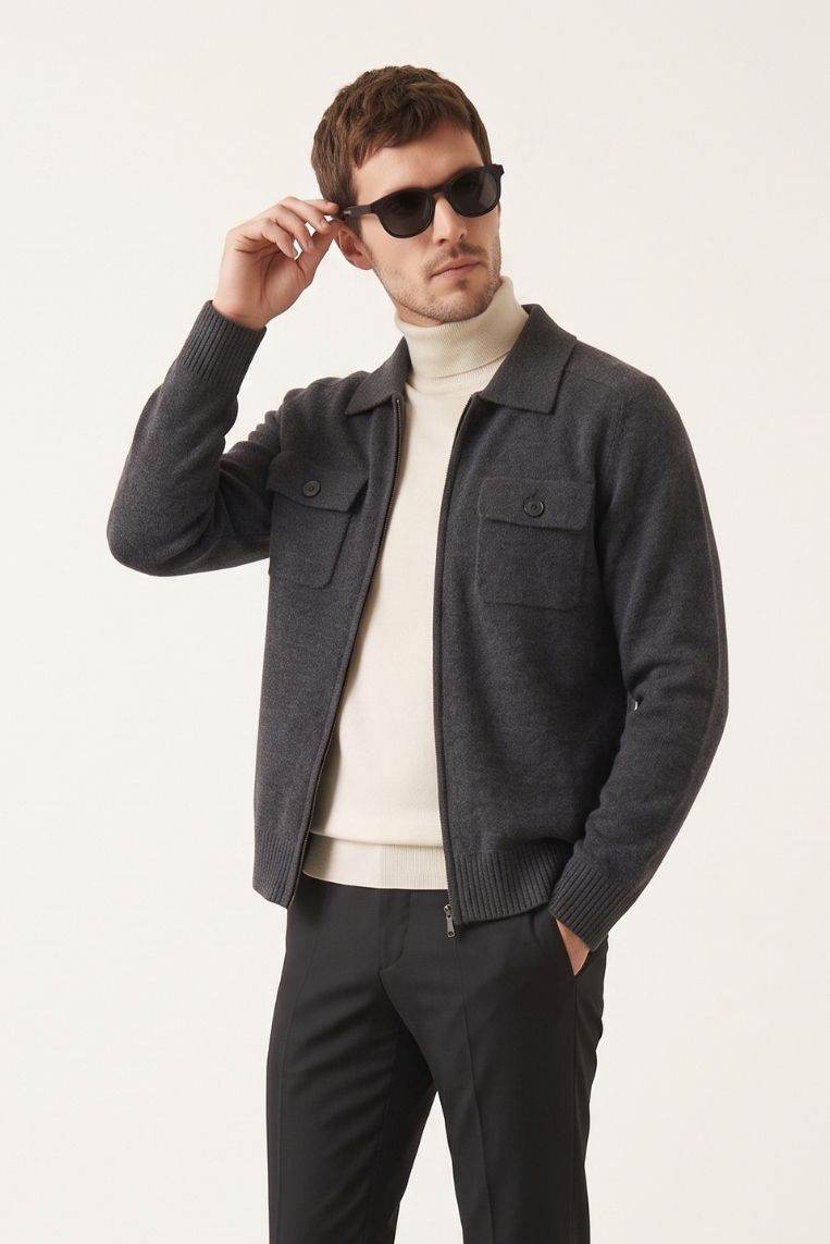 CARDIGAN FULL ZIP CON TASCHINI 8 CARDIGAN FULL ZIP CON TASCHINI - immagine 8