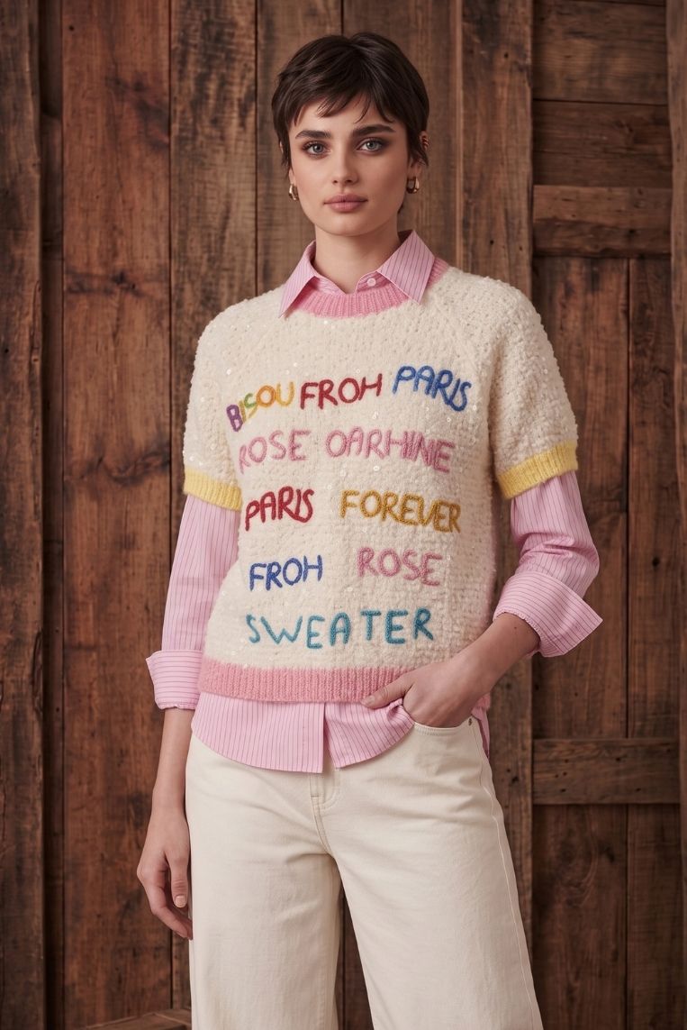 MAGLIA GIRO SCRITTE MULTICOLOR