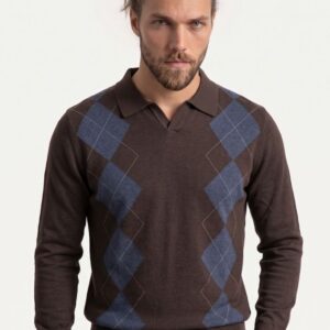 MAGLIA COLLO DERBY ROMBI JACQUARD 8 MAGLIA COLLO DERBY ROMBI JACQUARD - Thumbnail Image 2
