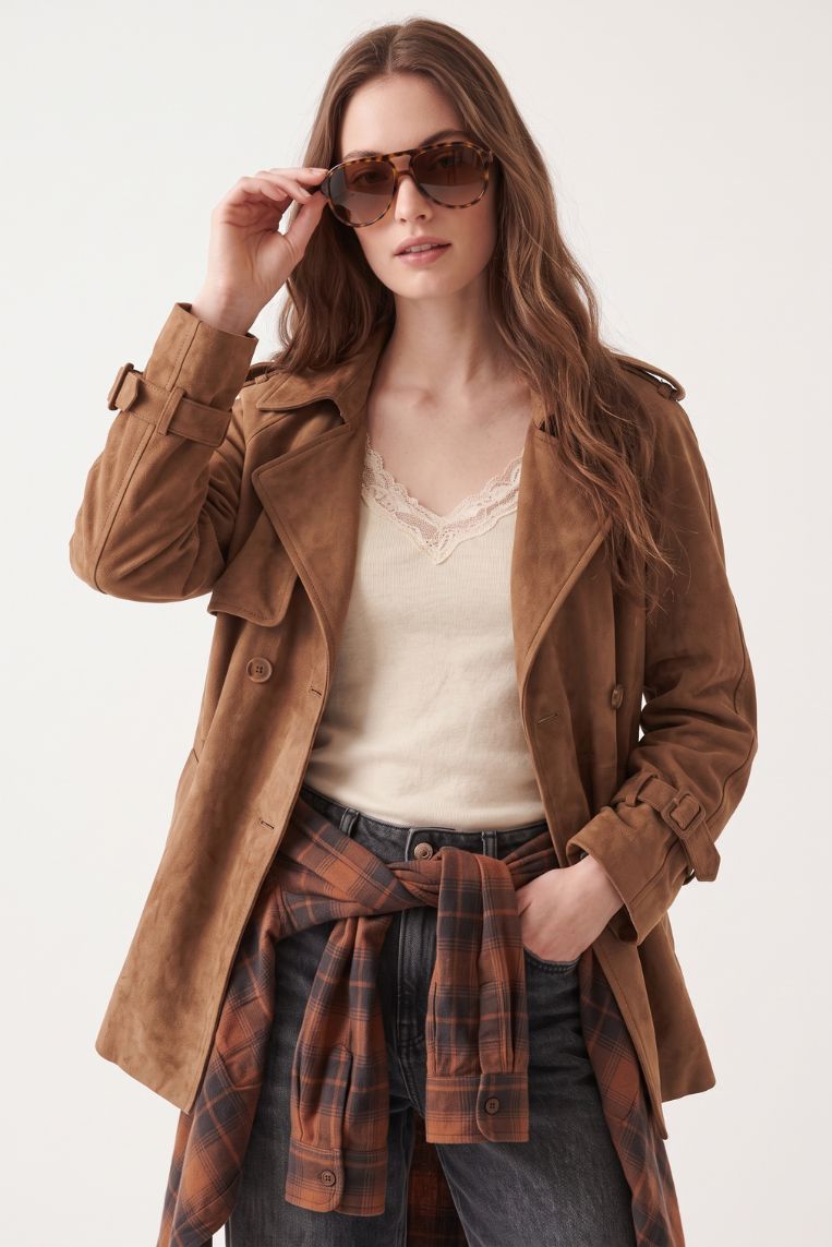 TRENCH CORTO SUEDE