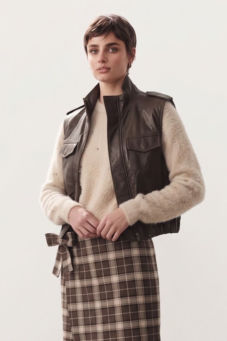 GILET ECO-PELLE - S, TESTA DI MORO