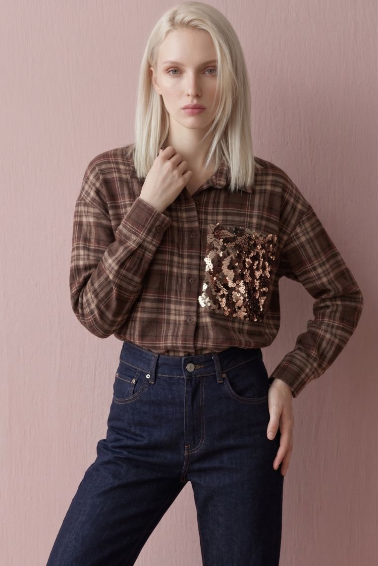 CAMICIA CHECK TASCA PAILLETTES - immagine 2