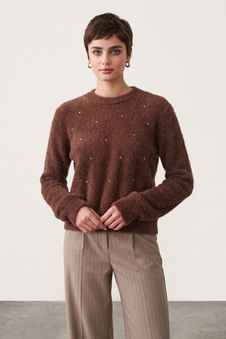 MAGLIA GIRO PELUCHE STRASS 7 MAGLIA GIRO PELUCHE STRASS - immagine 7