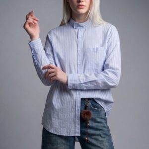 CAMICIA RIGHE COLLO RIALZATO 5 CAMICIA RIGHE COLLO RIALZATO - Thumbnail Image 1
