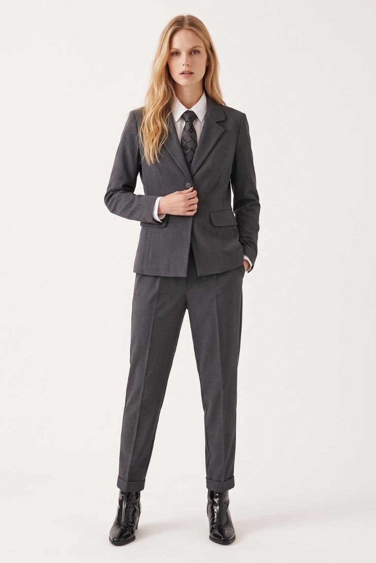 PANTALONE CON PINCES ED ELASTICO IN VITA - XS, ANTRACITE