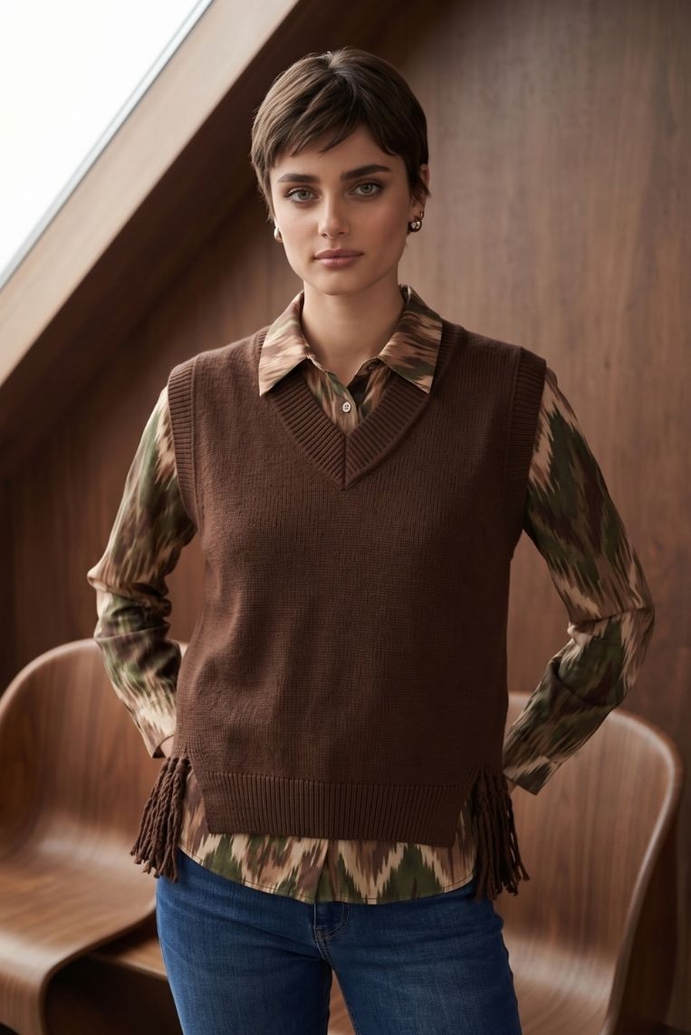 GILET MAGLIA FRANGE VISCOSA 7 GILET MAGLIA FRANGE VISCOSA - immagine 7