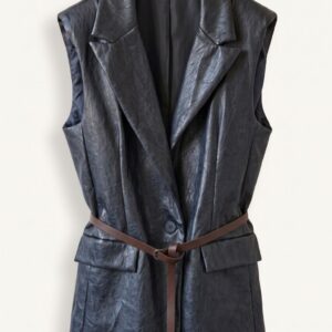 GILET ECOPELLE LUNGO CON CINTURA 9 GILET ECOPELLE LUNGO CON CINTURA - Thumbnail Image 3