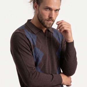 MAGLIA COLLO DERBY ROMBI JACQUARD 7 MAGLIA COLLO DERBY ROMBI JACQUARD - Thumbnail Image 1