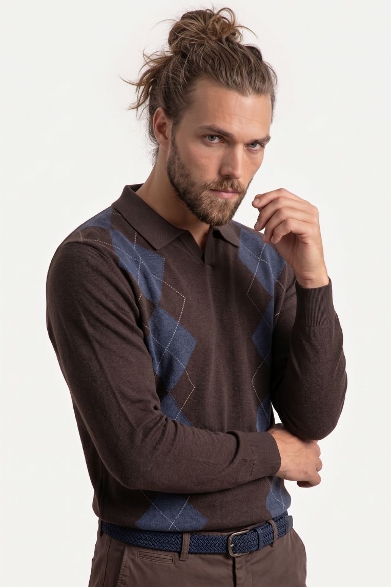 MAGLIA COLLO DERBY ROMBI JACQUARD