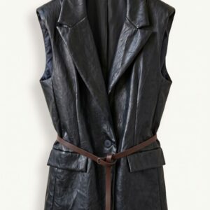 GILET ECOPELLE LUNGO CON CINTURA 11 GILET ECOPELLE LUNGO CON CINTURA - Thumbnail Image 5