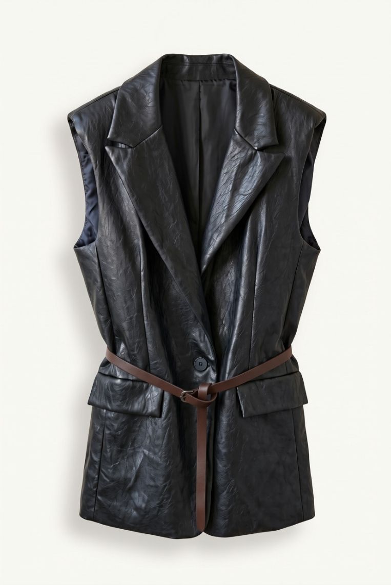 GILET ECOPELLE LUNGO CON CINTURA 5 GILET ECOPELLE LUNGO CON CINTURA - immagine 5