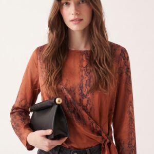 BLUSA SATINATA CON FIOCCO LATERALE PITONE 6 BLUSA SATINATA CON FIOCCO LATERALE PITONE - Thumbnail Image 2