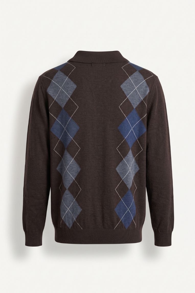 MAGLIA COLLO DERBY ROMBI JACQUARD 4 MAGLIA COLLO DERBY ROMBI JACQUARD - immagine 4