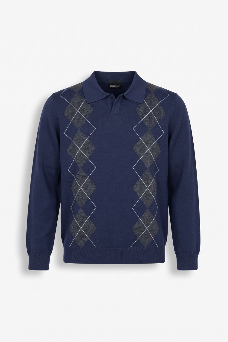 MAGLIA COLLO DERBY ROMBI JACQUARD 5 MAGLIA COLLO DERBY ROMBI JACQUARD - immagine 5