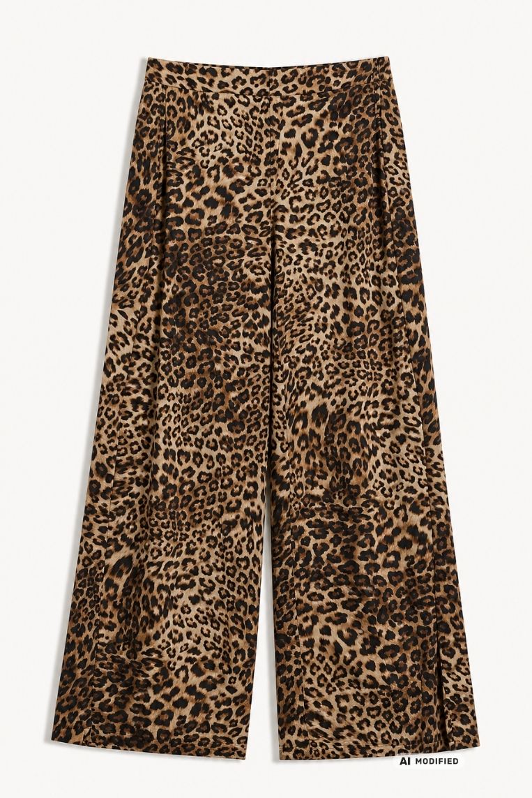 PANTALONE FLUIDO STAMPA MACULATA RASO 3 PANTALONE FLUIDO STAMPA MACULATA RASO - immagine 3