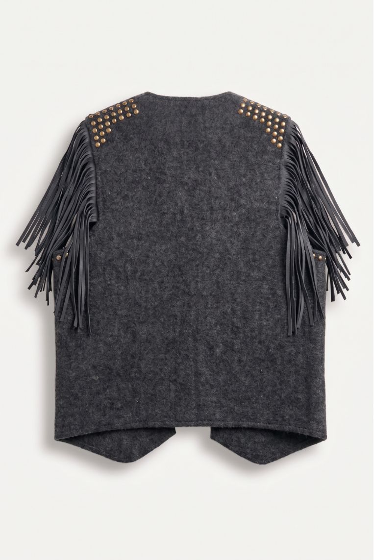 GILET IN MAGLIA E FRANGE 4 GILET IN MAGLIA E FRANGE - immagine 4