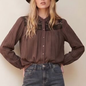 CAMICIA CROPPED RIGA PIZZO 7 CAMICIA CROPPED RIGA PIZZO - Thumbnail Image 1