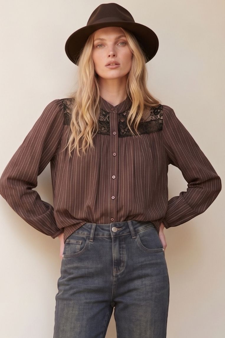 CAMICIA CROPPED RIGA PIZZO
