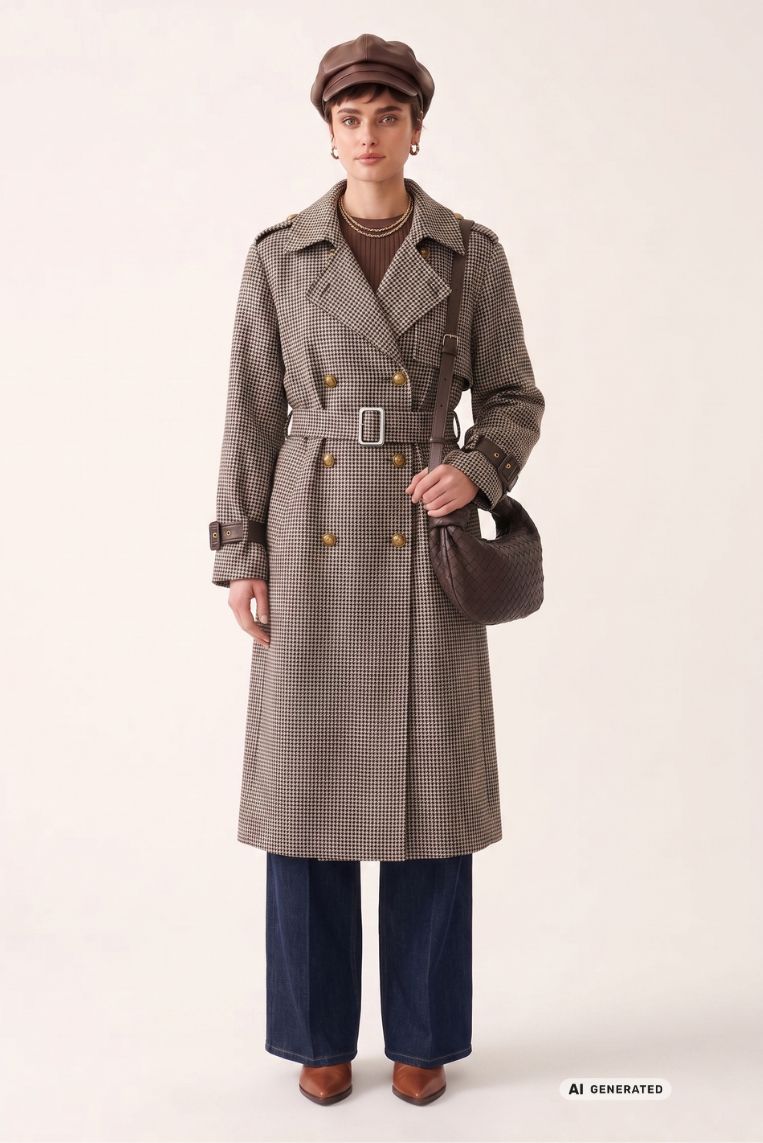 CAPPOTTO DOPPIO PETTO PANNO PIED DE POULE 2 CAPPOTTO DOPPIO PETTO PANNO PIED DE POULE - immagine 2