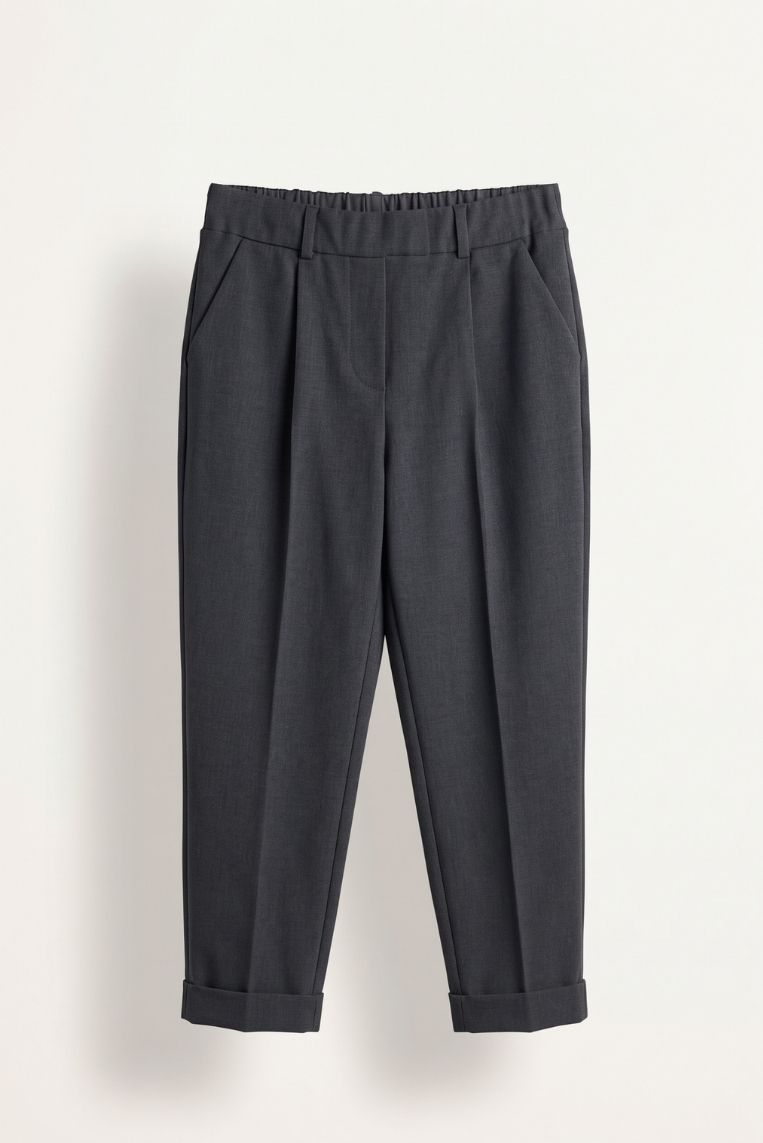 PANTALONE CON PINCES ED ELASTICO IN VITA - immagine 7