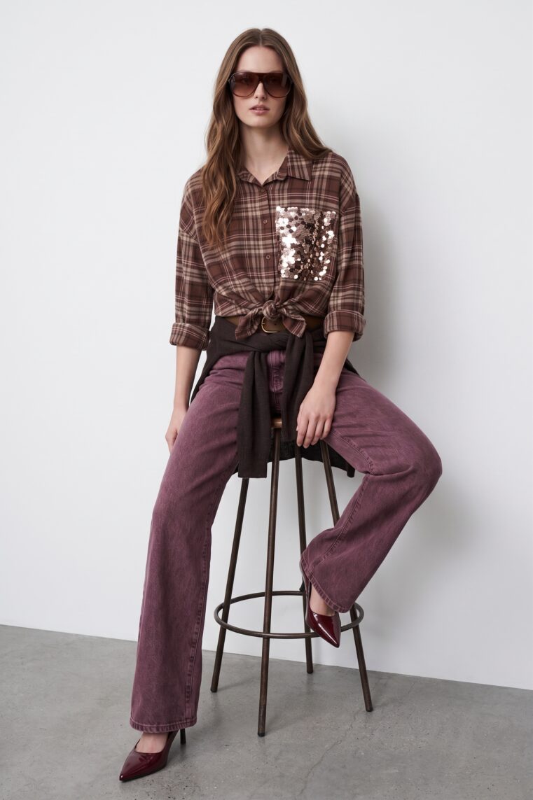 DENIM GAMBA DRITTA BORDEAUX