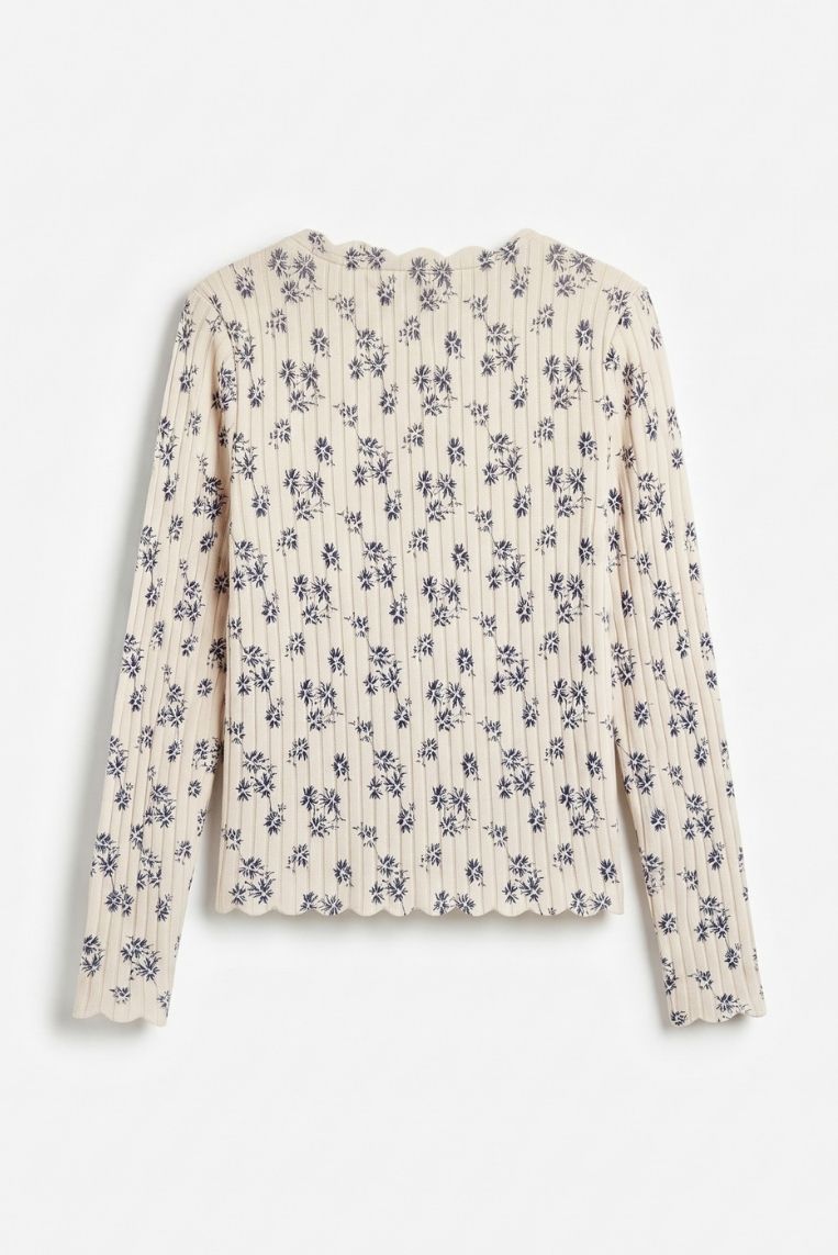 MAGLIA GIRO JACQUARD FIORI 4 MAGLIA GIRO JACQUARD FIORI - immagine 4