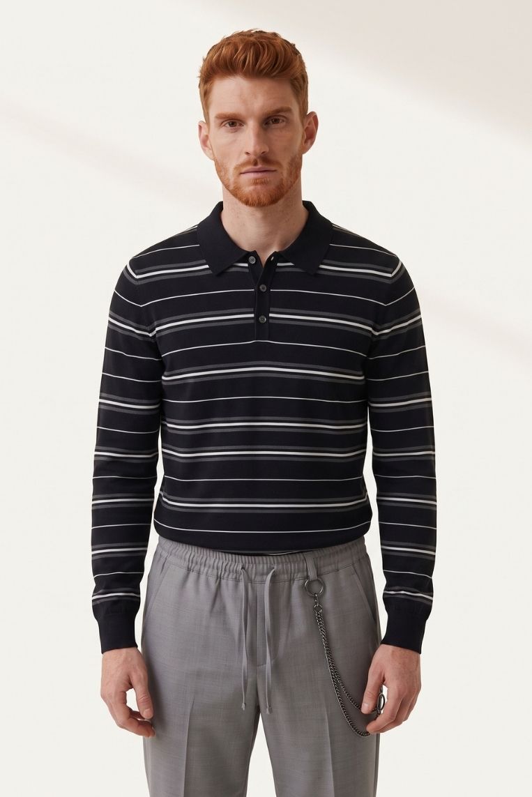 MAGLIA POLO RIGHE JAQUARD 6 MAGLIA POLO RIGHE JAQUARD - immagine 6