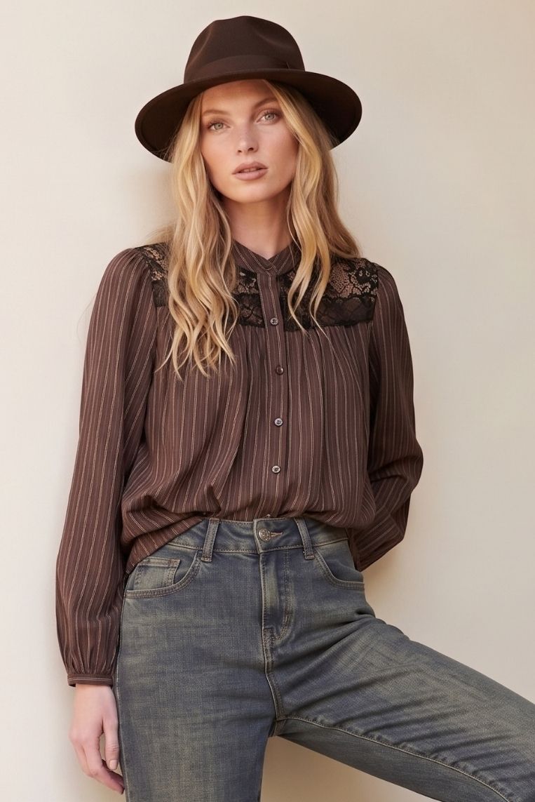CAMICIA CROPPED RIGA PIZZO 2 CAMICIA CROPPED RIGA PIZZO - immagine 2