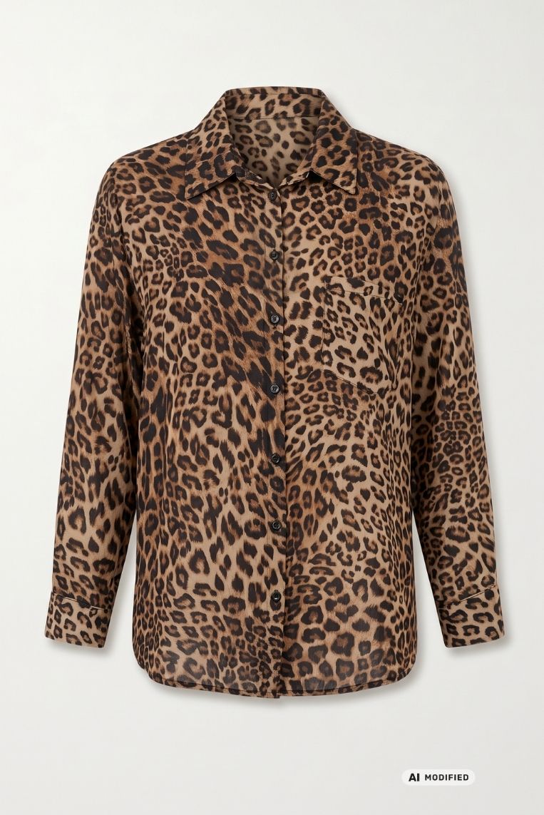MAXI CAMICIA STAMPA MACULATA RASO 3 MAXI CAMICIA STAMPA MACULATA RASO - immagine 3