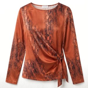 BLUSA SATINATA CON FIOCCO LATERALE PITONE 7 BLUSA SATINATA CON FIOCCO LATERALE PITONE - Thumbnail Image 3