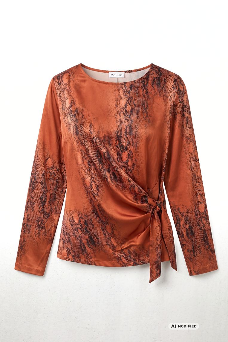 BLUSA SATINATA CON FIOCCO LATERALE PITONE 3 BLUSA SATINATA CON FIOCCO LATERALE PITONE - immagine 3